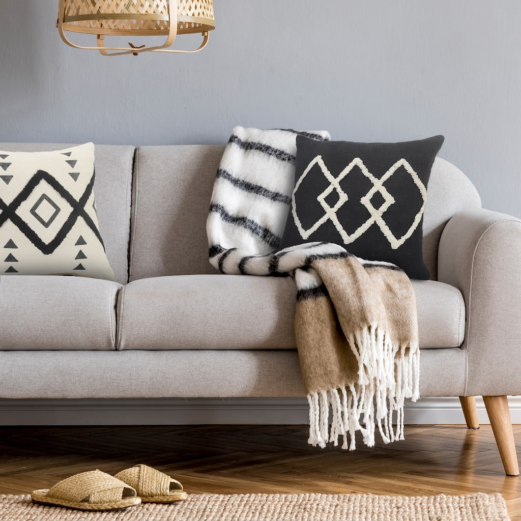 Sevita White Tufted Diamond Throw Pillow