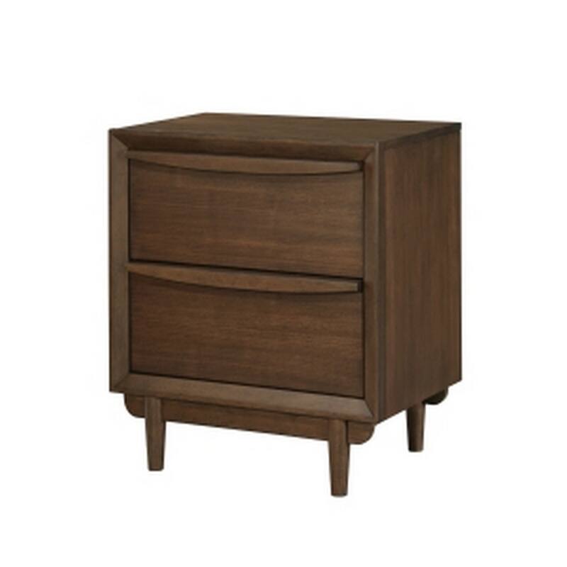 Brown 2 Drawer 24 in. W Nightstand with Inbuilt Charging USB Port