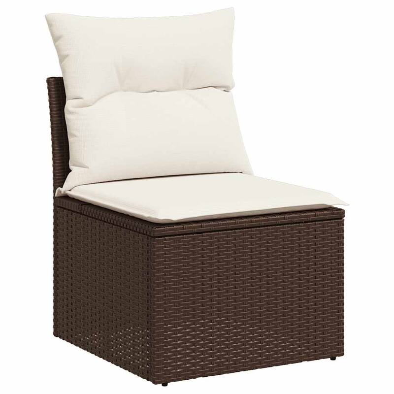vidaXL Garden Sofa Set Brown PE rattan Large Adjustable Feet - 21.7 x 21.7 x 14.6
