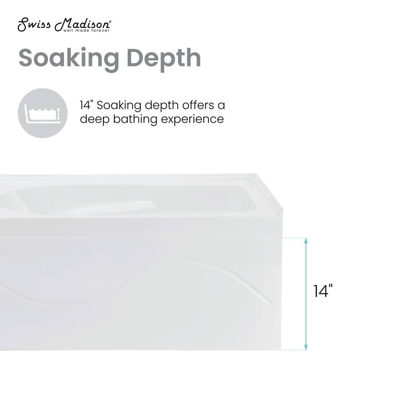 Swiss Madison SM-AB521 Ivy 54" Three Wall Alcove Acrylic Soaking Tub