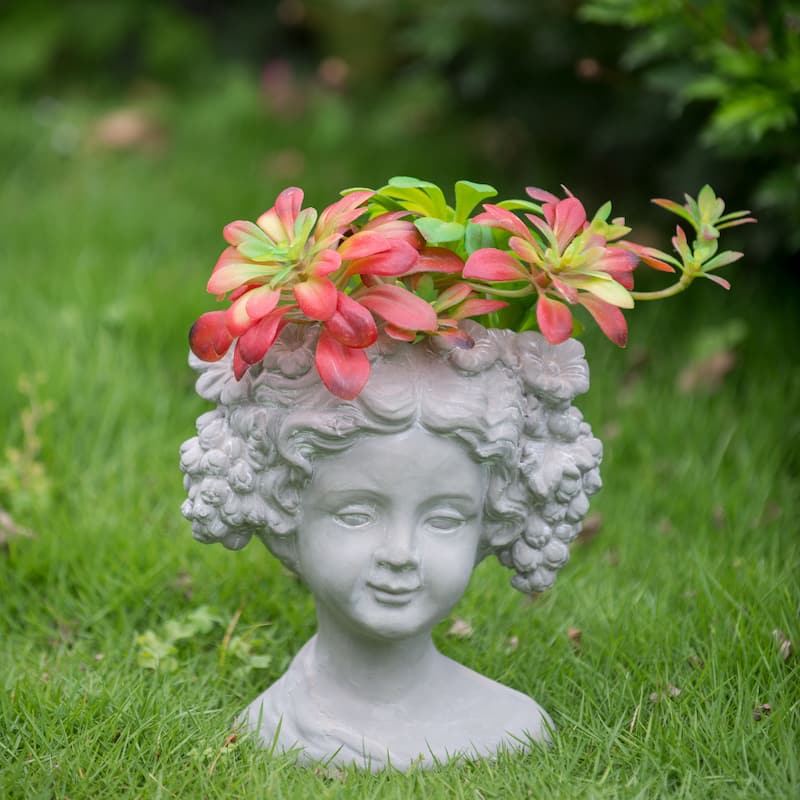 8" x 4" x 9"Cement Bust Wall Planter Indoor Outdoor Home Garden Decor