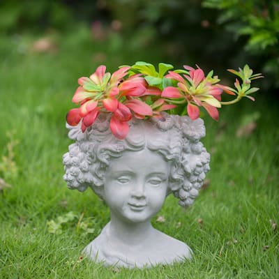 8" x 4" x 9"Cement Bust Wall Planter Indoor Outdoor Home Garden Decor