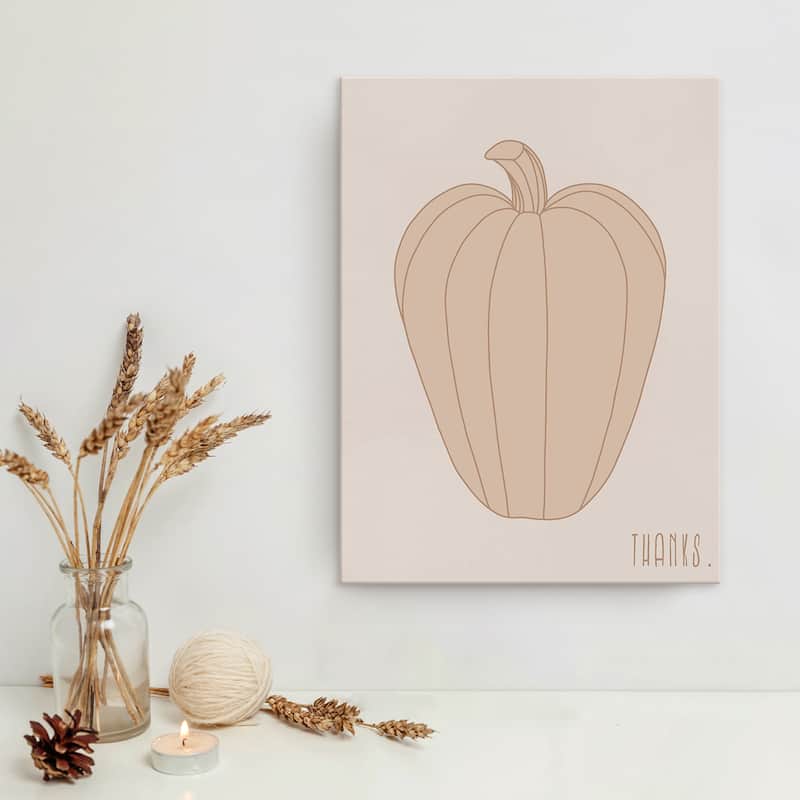 Minimal Pumpkin I' Fall Harvest Canvas Wall Art