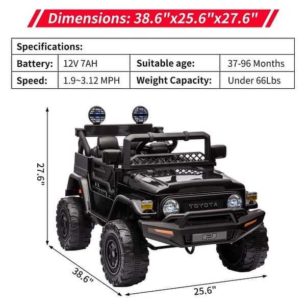 dimension image slide 2 of 5, 12V Ride on Car for Kids
