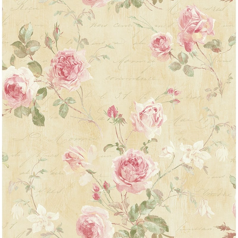 Seabrook Designs Charleston Floral Unpasted Wallpaper - 20.5 in. W x 33 ft. L - Posy Pink
