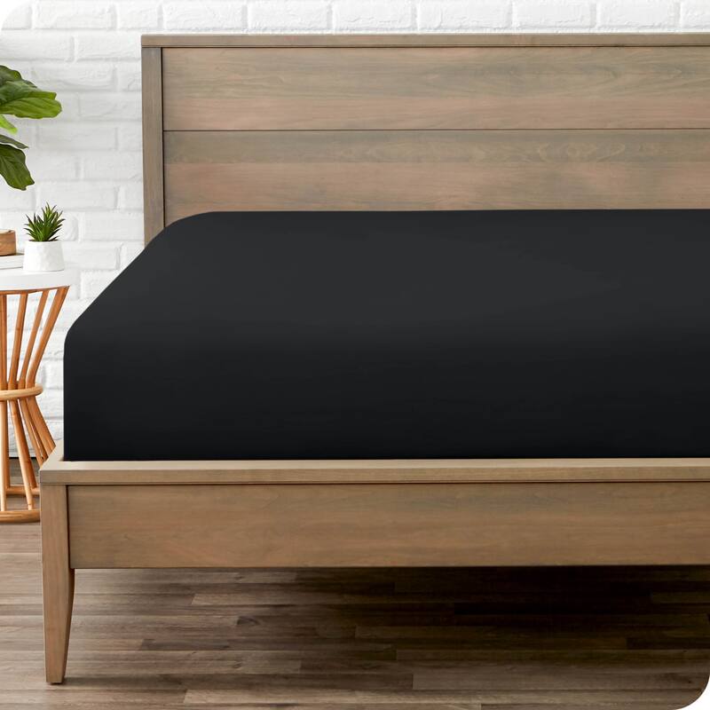 Bare Home Double Brushed Deep Pocket Fitted Sheet - California King - Black