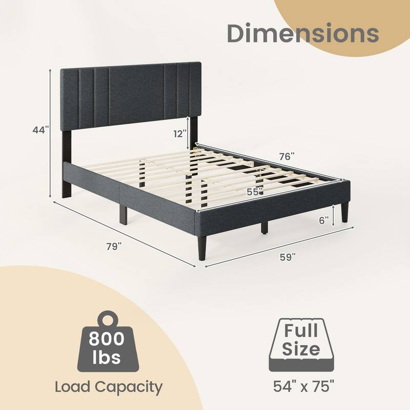 Gymax Twin / Full / Queen Size Bed Frame w/ Vertical Channel Tufted