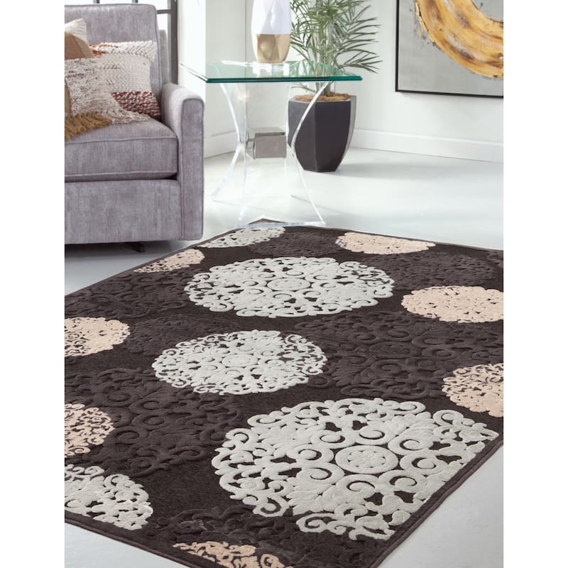 Charcoal/Ivory/Lt. Blue Area Rug 8x10 - 8' x 10'