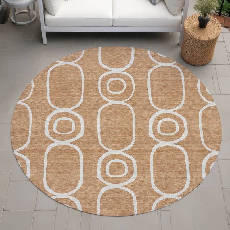 Machine Washable Indoor/ Outdoor Modern Vibe Chantille Rug - Rust - 8' x 8'