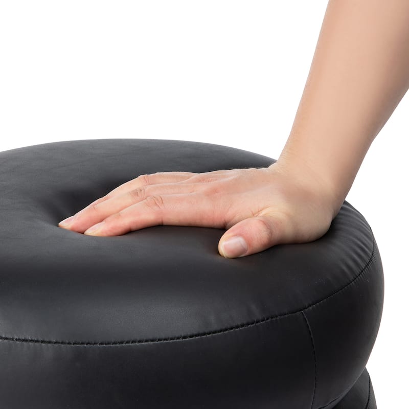 Glitzhome 19.5"H Leather Upholstered Storage Ottoman or Accent Stool