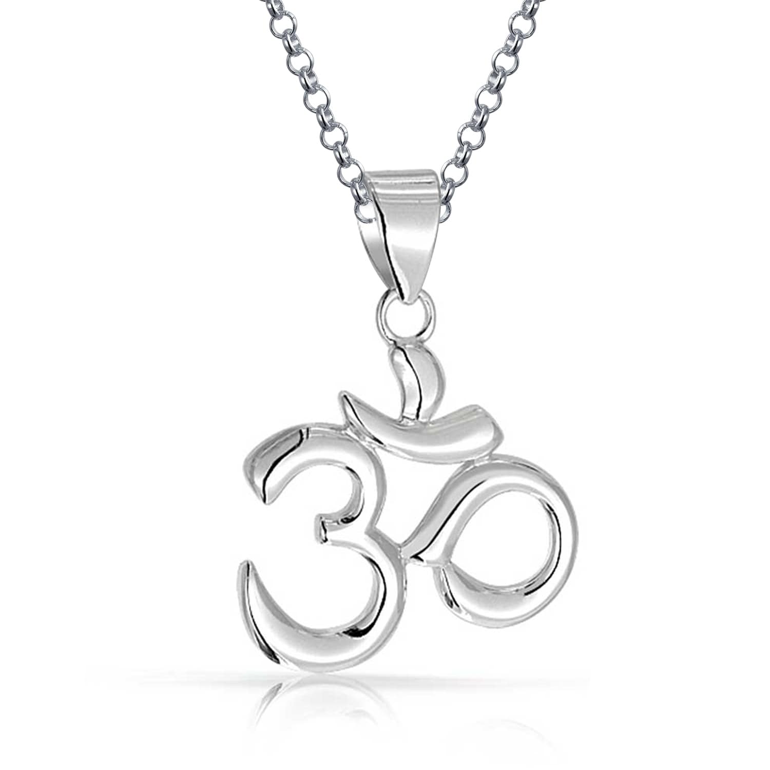 Women/'s sterling silver OM necklace with chain 16 long ohm jewelry yoga boho jewelry universal peace consciousness gift for her