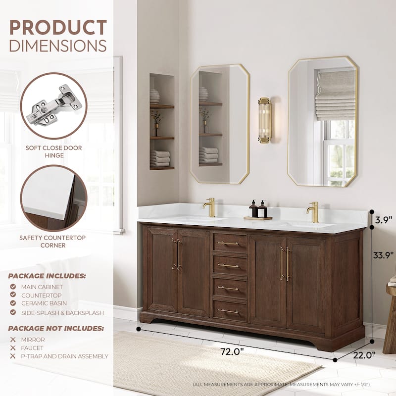 Tokyo Bath Vanity with Quartz Stone Top without Mirror