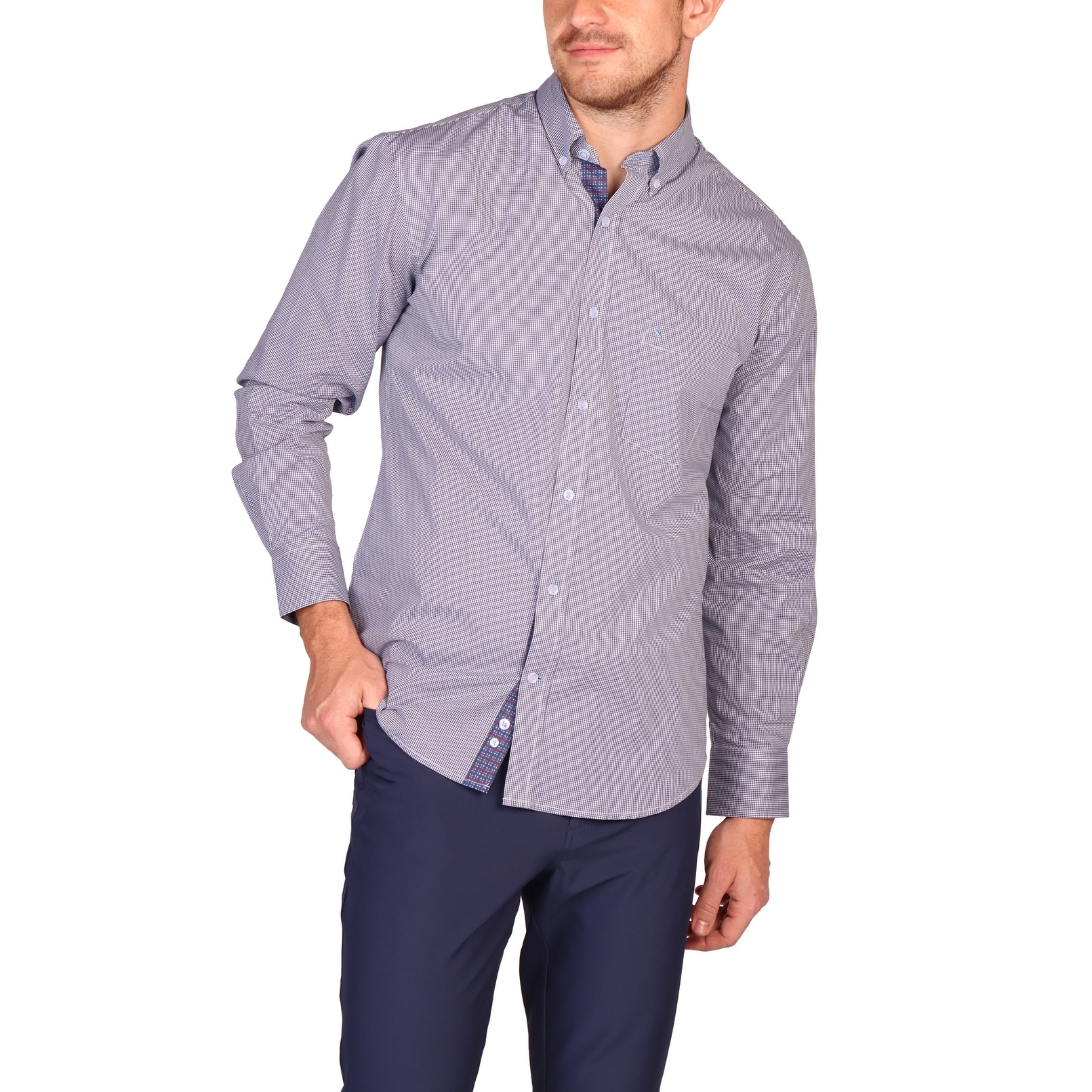 TailorByrd Men's Micro Gingham Button-Down Shirt