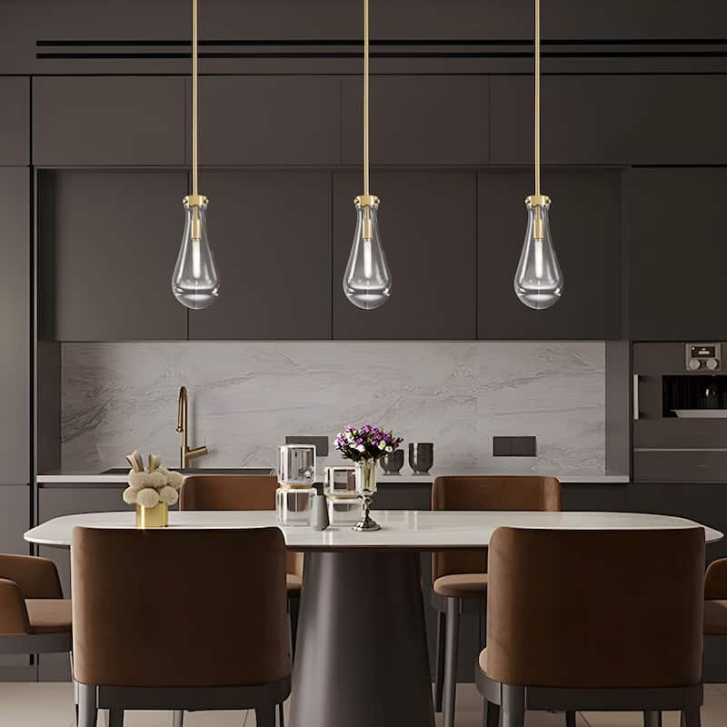 Starsky 1-Light Teardrop Modern Clear Raindrop Glass Pendant