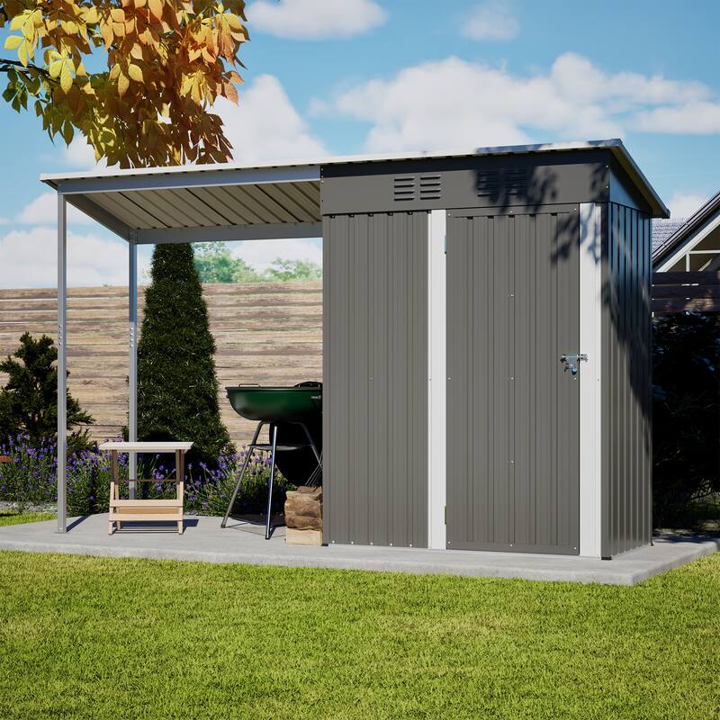 GDFStudio - Lucas All-Weather Outdoor Heavy Duty Metal Storage Shed with Robust Construction and Easy Assembly