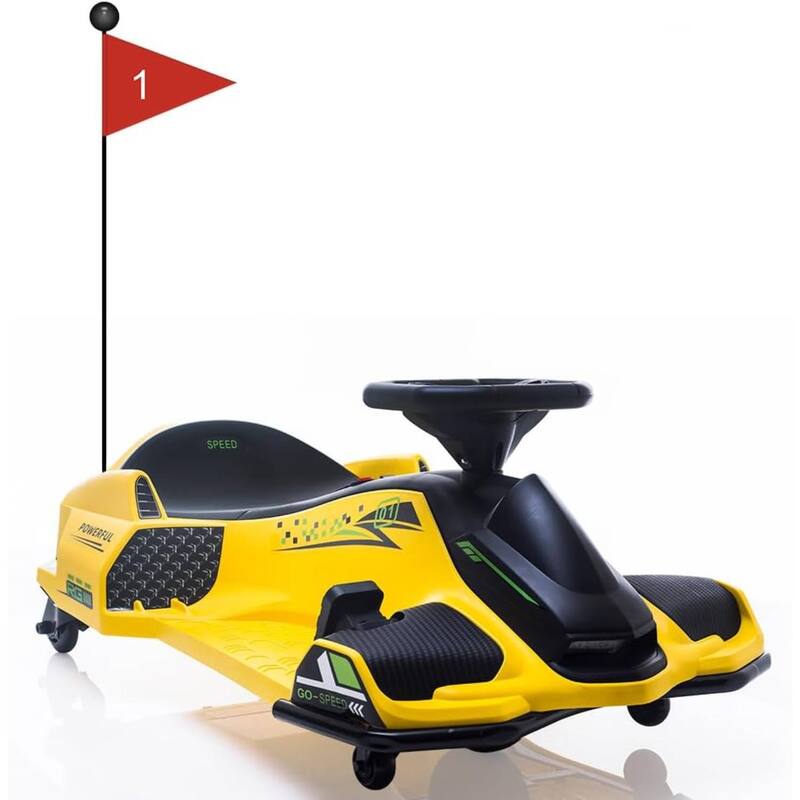 24V Kids Drift Go Kart, Electric Drifting Car with 180w Brushless Motor for Kids Best Gift - Yellow