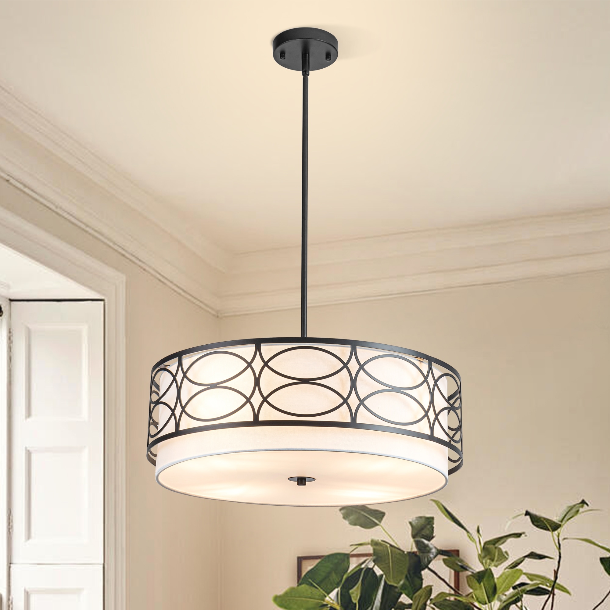 3 Light Dimmable Drum Chandelier Wrought Studio