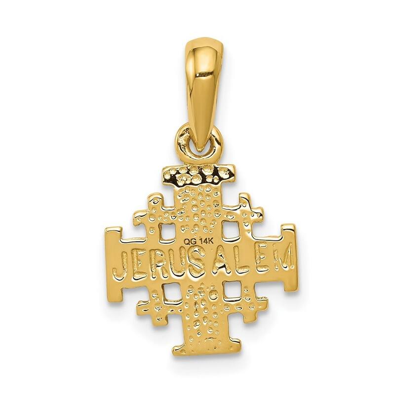 Curata 14k Yellow Gold 18" Solid Polished Jerusalem Cross Necklace - 13x13mm