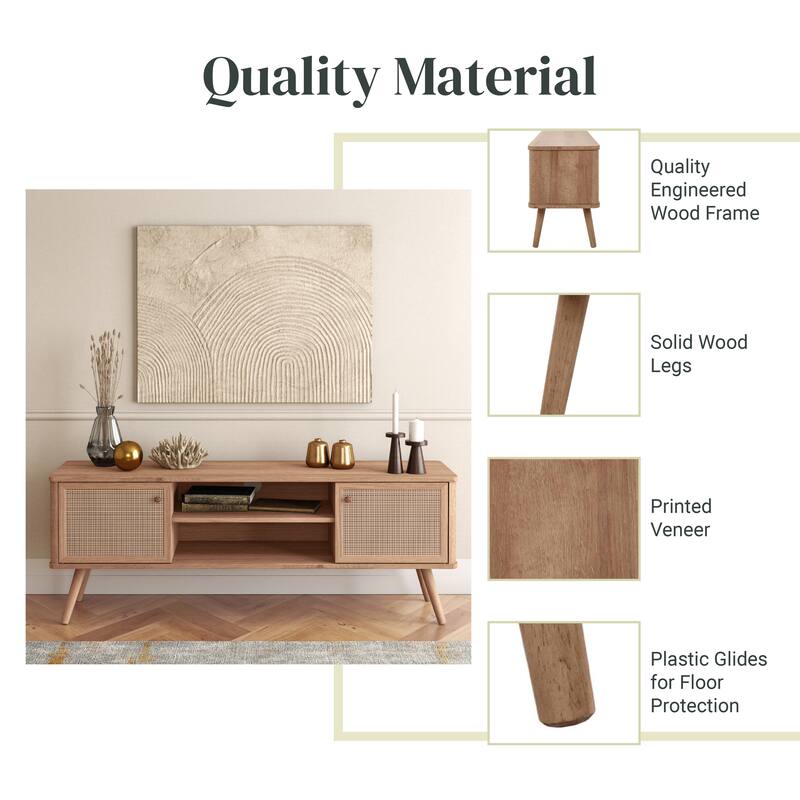 NPD Furniture Thelma KD 59.5 Inch Rattan TV Stand