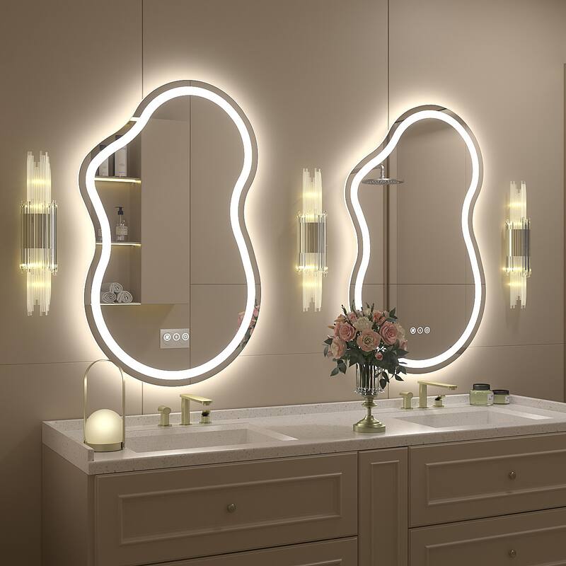 UL Certified Irregular LED Anti-fog Cloud-shaped Wall Bathroom Vanity Mirror