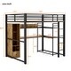 preview thumbnail 3 of 11, Stylish & Simple Full Size Metal Loft Bed with Built-in Wardrobe, Desk and Shelves, Sturdy Construction & Unique Design, Black