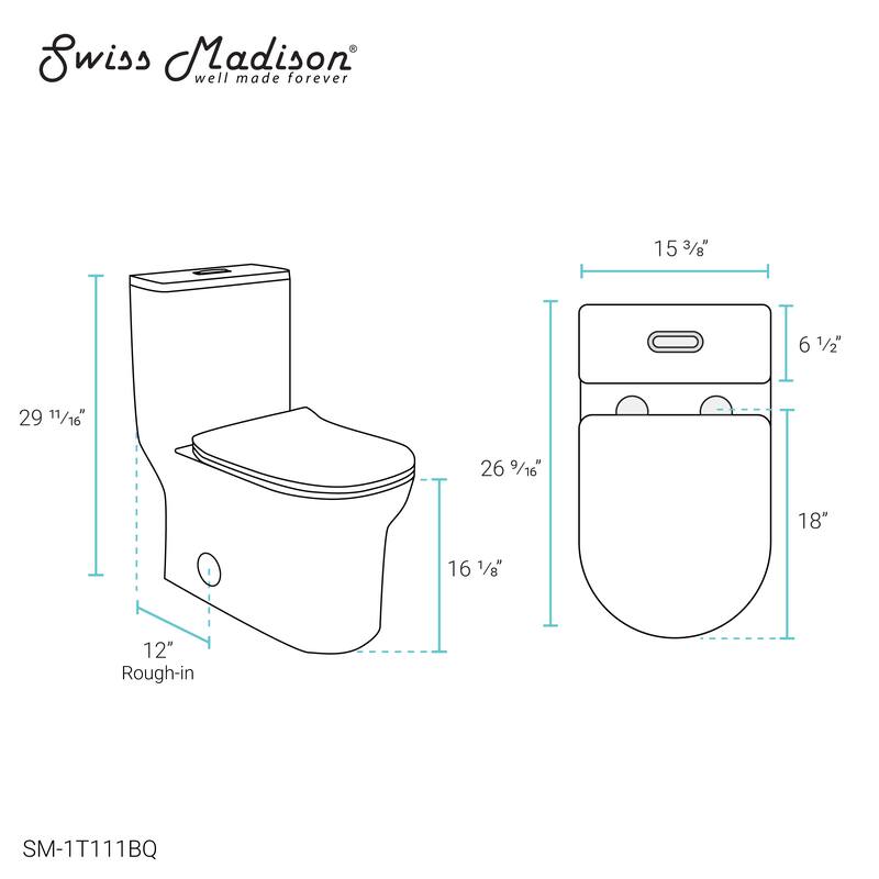 Burdon One Piece Square Toilet Dual Flush 0.8/1.28 gpf