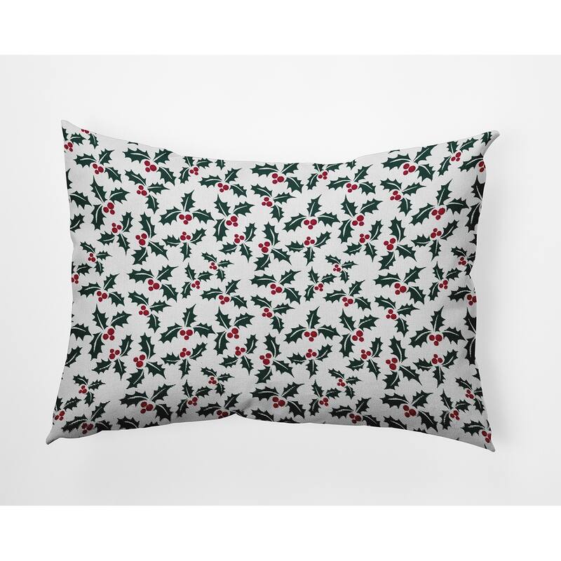 Holly Bush Christmas/Winter Accent Pillow - 14" x 20" - Christmas Green