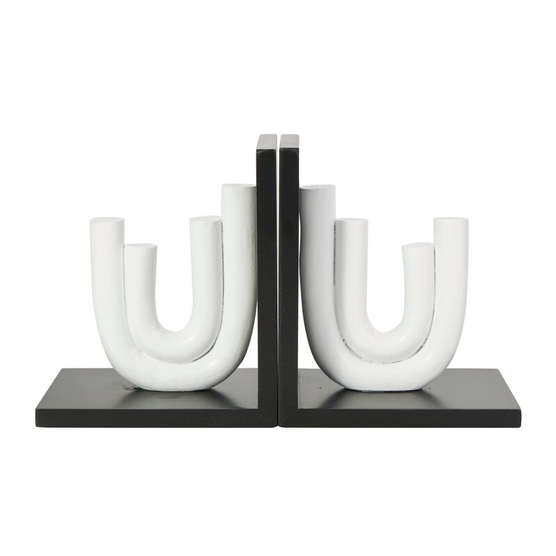CosmoLiving by Cosmopolitan Black or White Wooden Bookends with White or Black Stands (Set of 2)
