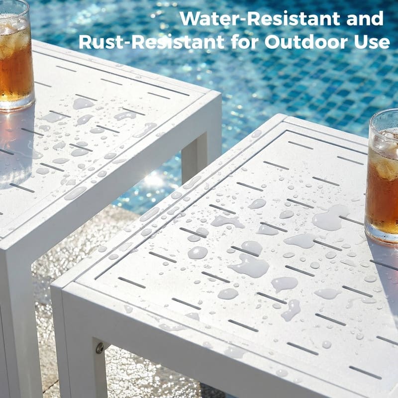 Aluminum Outdoor Coffee Table 23.6" L x 23.6" W x 17.7" H Modern Patio Table for Poolside or Garden