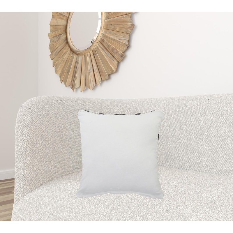 HomeRoots 20" X 20" White And Black 100% Cotton Geometric Zippered Pillow