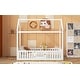 preview thumbnail 20 of 26, Twin Wood House Bed with Fence, Door & Distressed Design, Grey