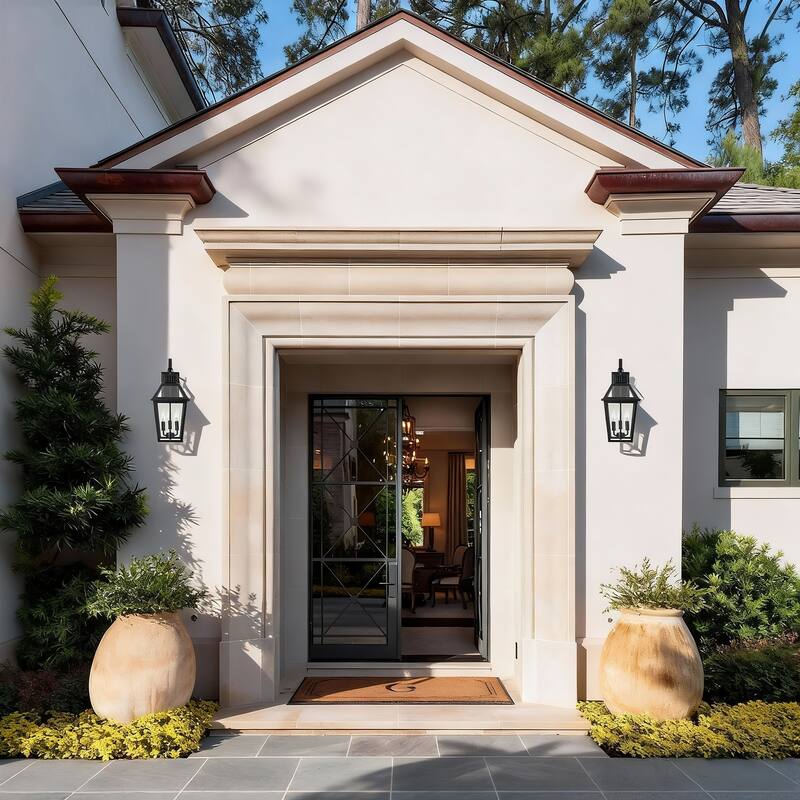 20 in. 3-Light Matte Black Outdoor Wall Lantern Sconce with Clear Glass - E12, 40W, Wet Rated, Farmhouse Style