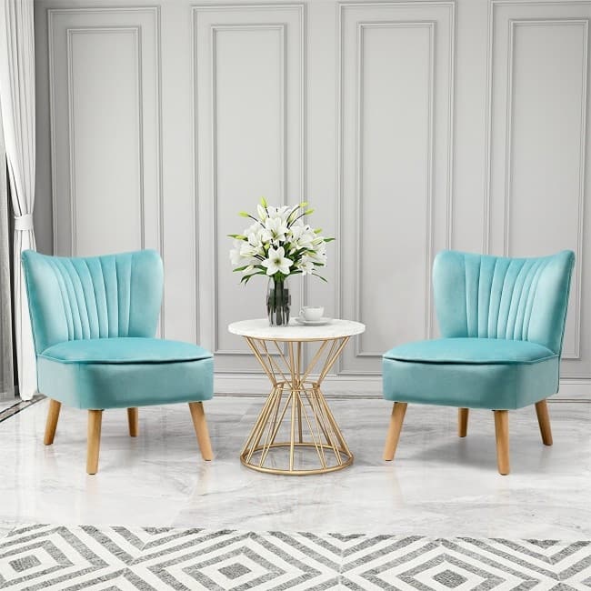 Armless Accent Chair Modern Velvet Leisure Chair - 21.5" x 27" x 28.5" (L x W x H)