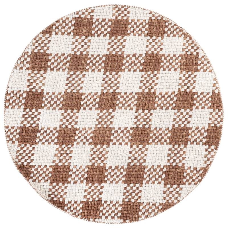 SAFAVIEH Handmade Natural Fiber Couture Heriona Wool Rug - 6' Round - Rust/Ivory