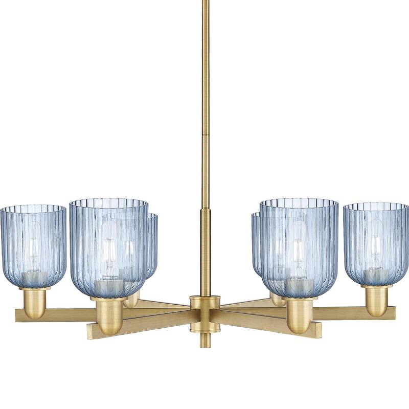 Innovations Lighting 716-6CR-11-35 Bridal Veil Chandelier Bridal Veil - Brushed Brass / Blue