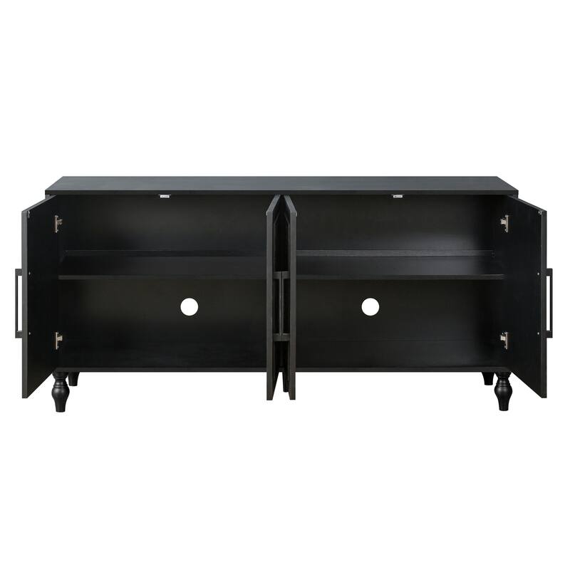 Carved Flower Door Large Storage Cabinet Sideboard Buffet