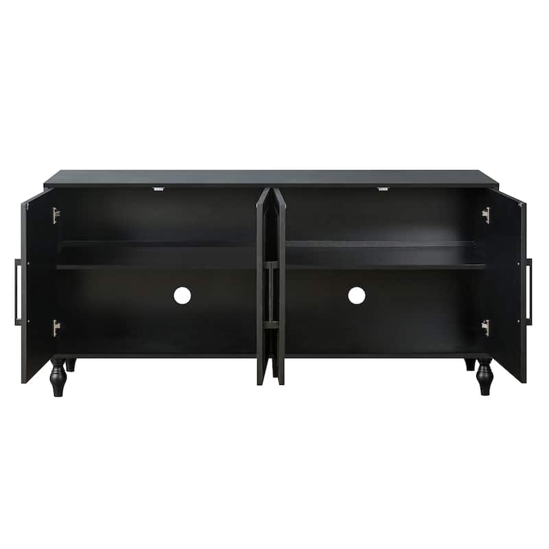 Emma Carved Flower Door Large Storage Sideboard Cabinet with Metal Handles by GDFStudio