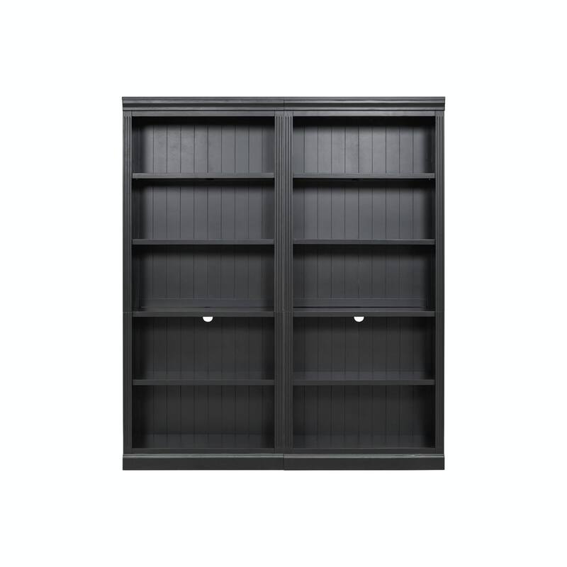83" Tall Wood Bookcase Suite with Light Strip, 5-Tier Bookcase Suite with Adjustable Shelves