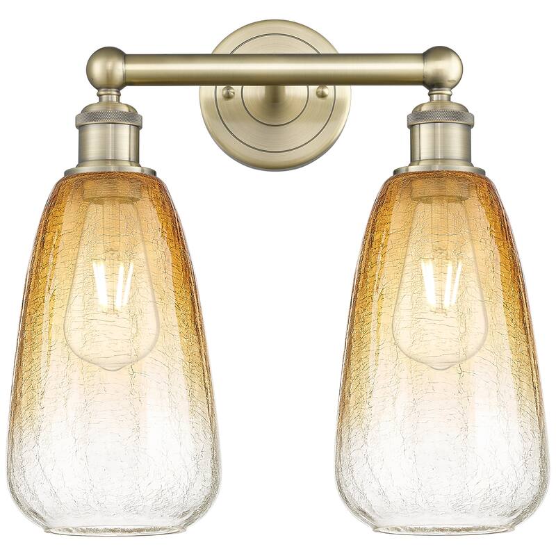 Innovations Lighting Endless Possibilities Edison - Brookhaven Almond - 2 Light 15" Bath Vanity Light - Antique Brass/Amber