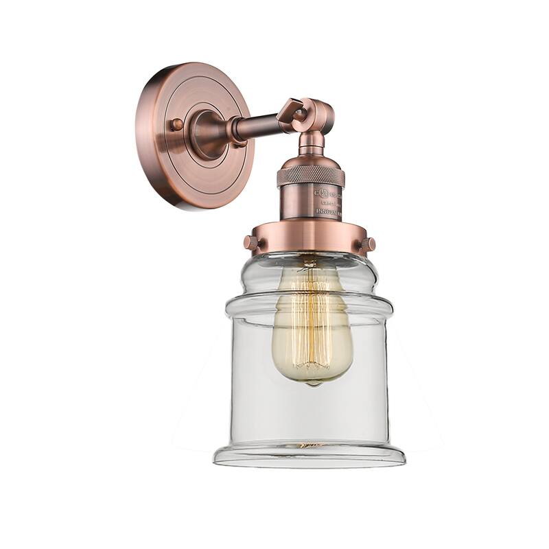 Innovations Lighting Canton Single Light 11" Tall Bathroom Sconce - Antique Copper / Clear