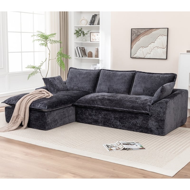 103.15" Modern Chenille Boneless Sectional Sofa with Chaise