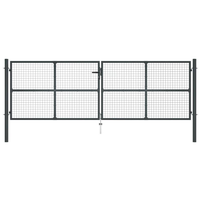 vidaXL Mesh Patio Gate Galvanised Steel 157.5x68.9" Grey