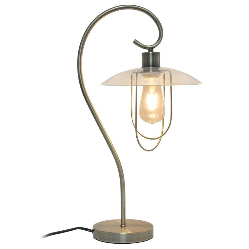 22.2 in. Antique Brass Finish Table Lamp with Clear Shade, Sturdy Table Lamp for Living Rooms and Bedrooms
