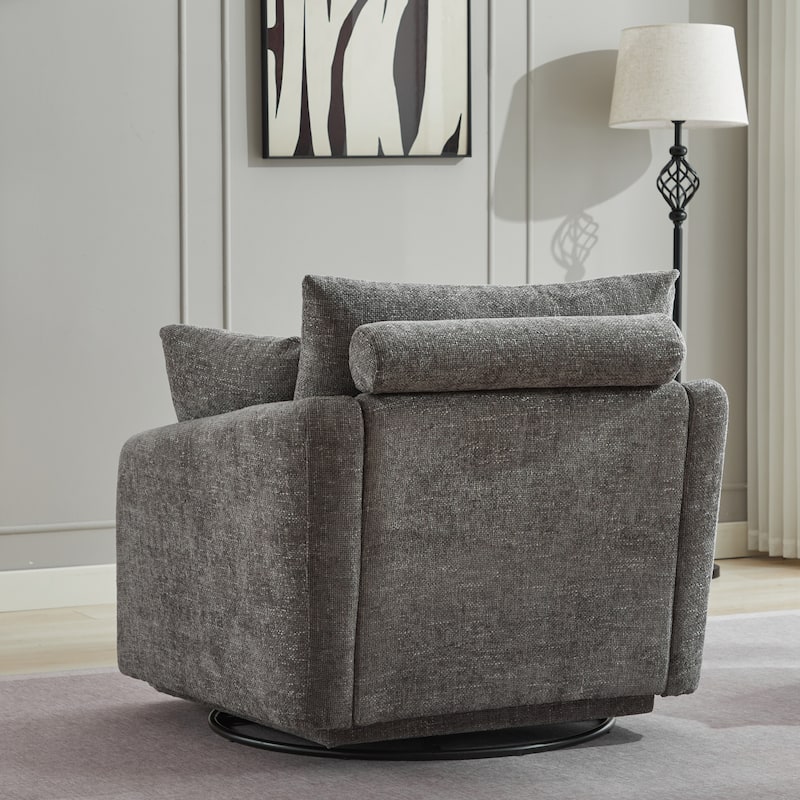 40.6" W Upholstered Swivel Accent Sofa Chair With Pillows