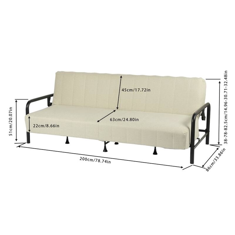 Homy Casa Modern Convertible Sofa Bed, Metal Frame Futon Couch Living