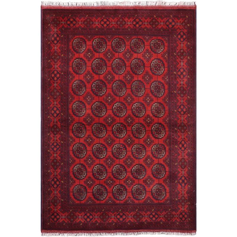 Rustic Biljik Khal Mohammadi Grace Red/Blue Rug - 4'11'' x 6'6''