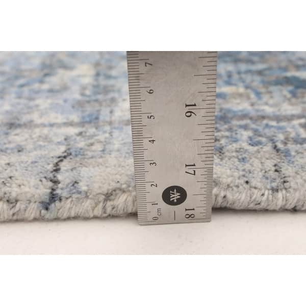 ECARPETGALLERY Hand Loomed Galleria Slate Blue Viscose, Wool Rug 5'3