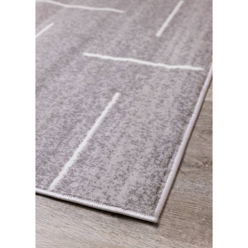 Madrid Collection - Modern Grey Parallel and Perpendicular Lines Rug