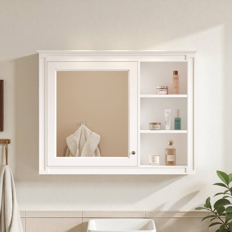 36" x 28" Wall Mounted Medicine Cabinet with Mirror, Modern Bathroom Storage Cabinet with Adjustable Shelf