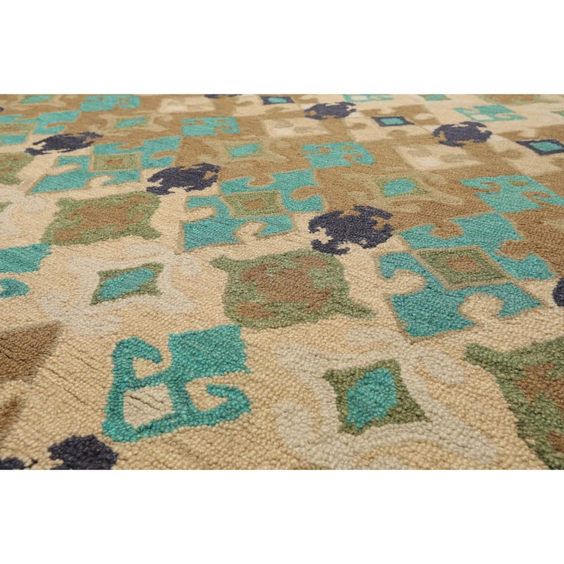 Hand Tufted 100% Wool Oriental Area Rug Beige,Brown Color